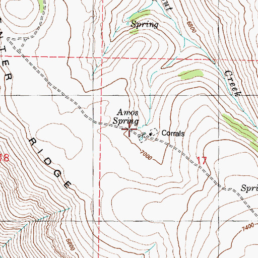 Topographic Map of Amos Spring, OR
