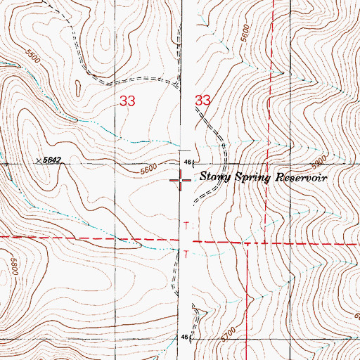 Topographic Map of Stoney Spring Reservoir, OR
