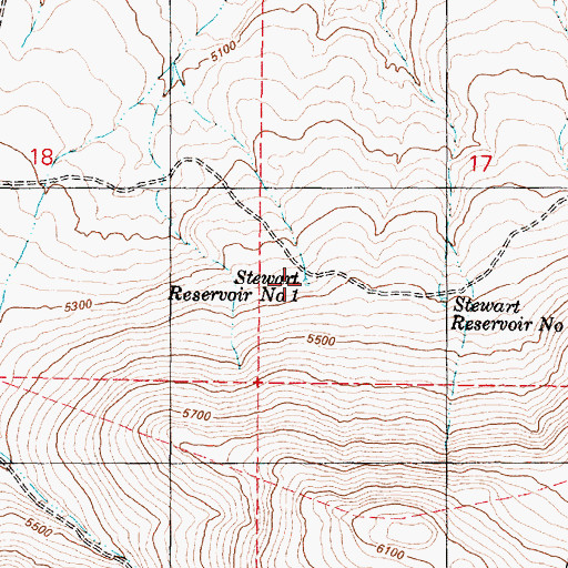 Topographic Map of Stewart Reservoir Number 1, OR