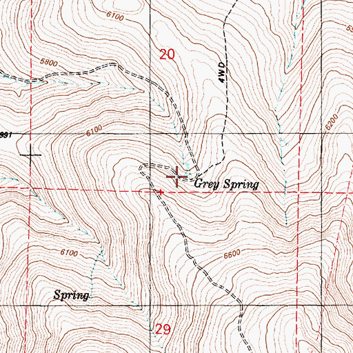 Topographic Map of Grey Spring, OR
