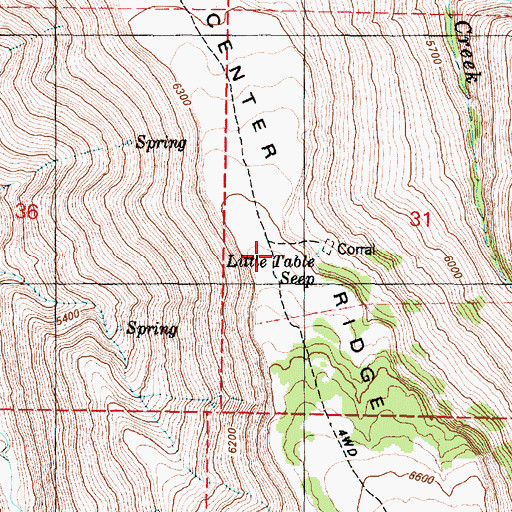 Topographic Map of Center Ridge, OR