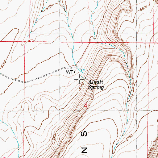 Topographic Map of Alkali Spring, OR