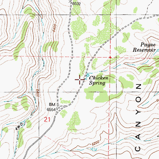 Topographic Map of Chicken Spring, OR