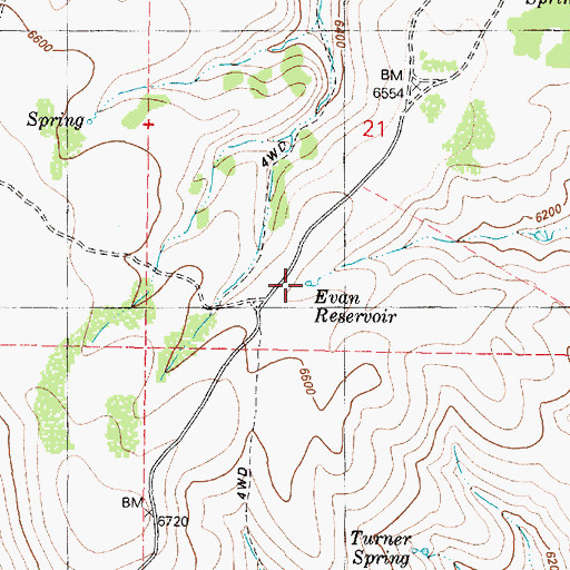 Topographic Map of Evan Reservoir, OR