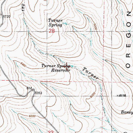 Topographic Map of Turner Spring Reservoir, OR