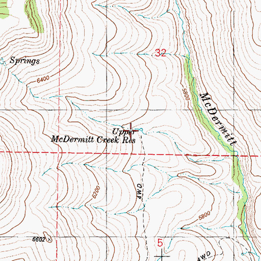 Topographic Map of Upper McDermitt Creek Reservoir, OR