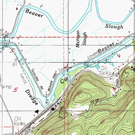 Topographic Map of Beaver Dredge Cut, OR