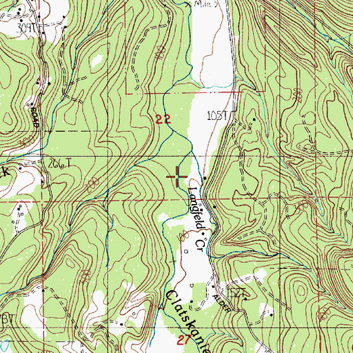 Topographic Map of Langfeld Creek, OR