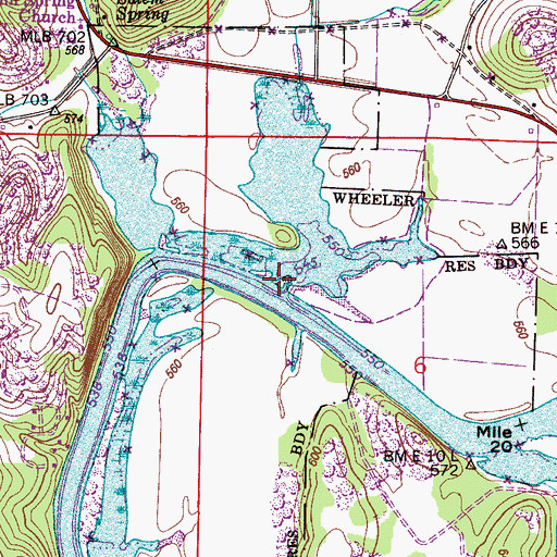Topographic Map of Baptizing Branch, AL
