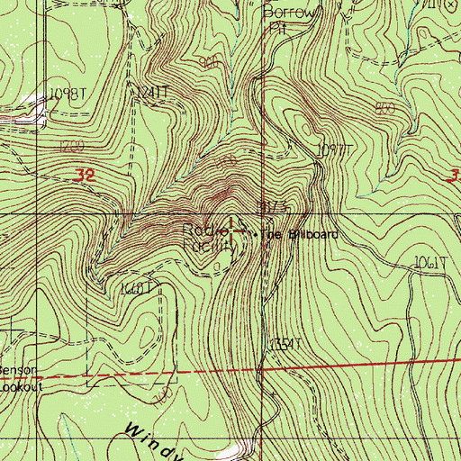 Topographic Map of The Billboard, OR