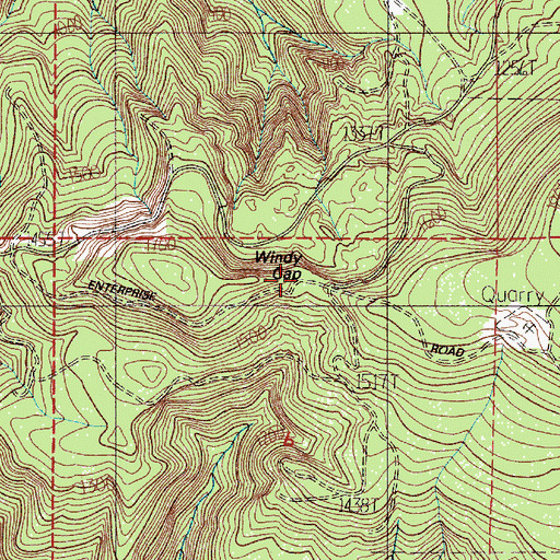 Topographic Map of Windy Gap, OR
