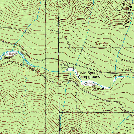 Topographic Map of Twin Springs Campground (historical), OR