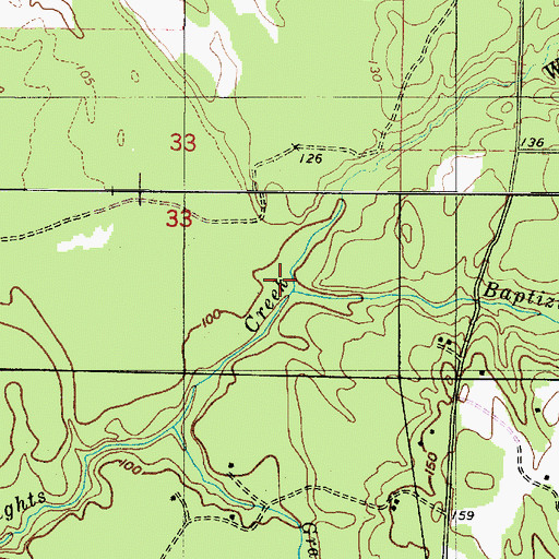 Topographic Map of Baptizing Branch, AL
