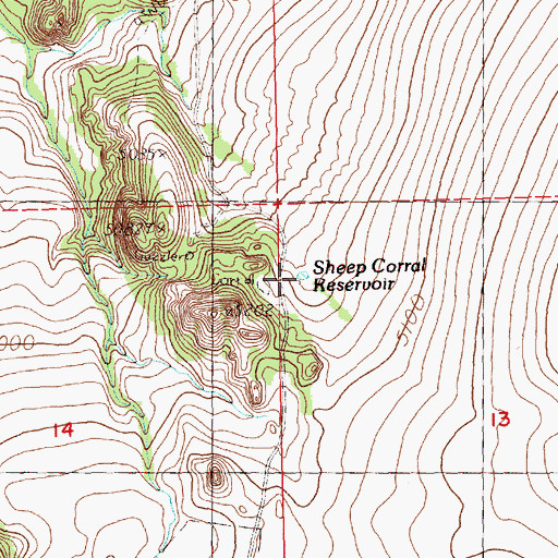 Topographic Map of Sheep Corral Reservoir, OR
