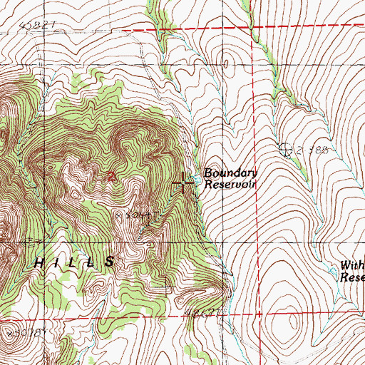 Topographic Map of Boundary Reservoir, OR