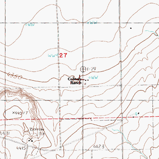 Topographic Map of Century Ranch, OR