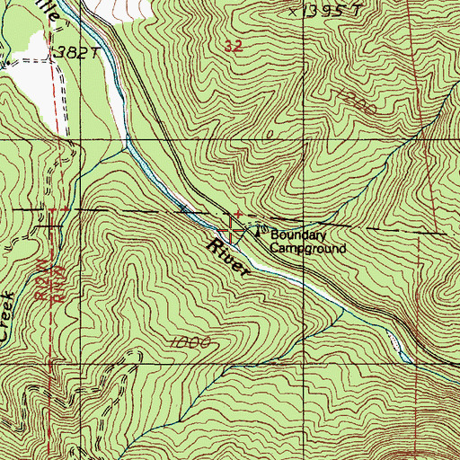 Topographic Map of Boundary Campground, OR