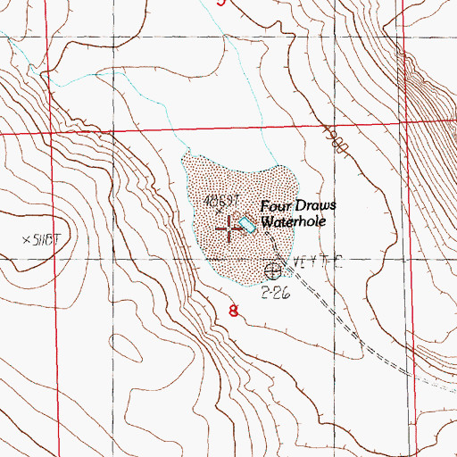 Topographic Map of Four Draws Waterhole, OR