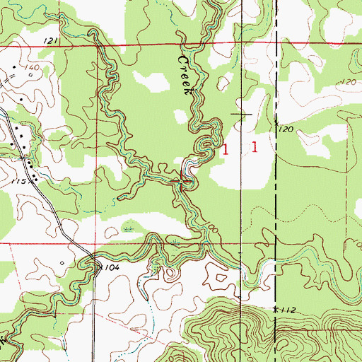 Topographic Map of Baptizing Creek, AL