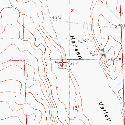Topographic Map of Hansen Well, OR