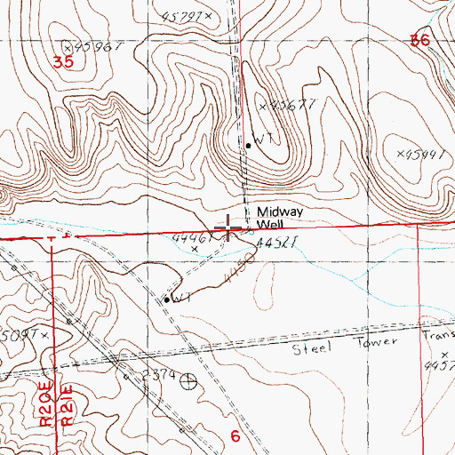 Topographic Map of Midway Well, OR