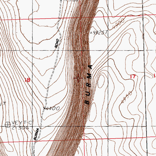 Topographic Map of Burma Rim, OR