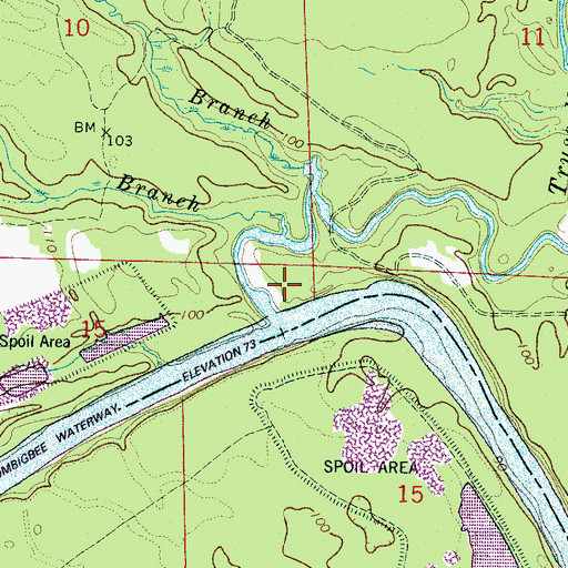 Topographic Map of Bar Branch, AL
