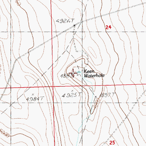 Topographic Map of Keen Waterhole, OR