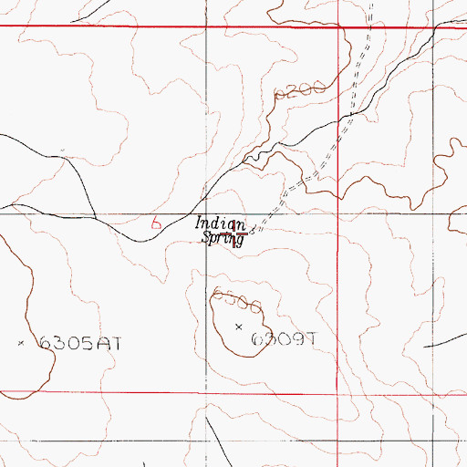 Topographic Map of Indian Spring, OR