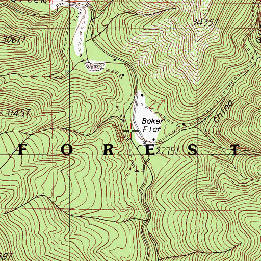 Topographic Map of Baker Flat, OR