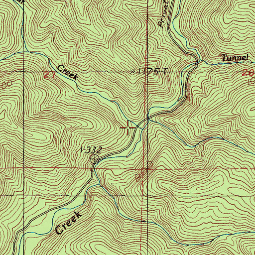 Topographic Map of Two by Four Creek, OR