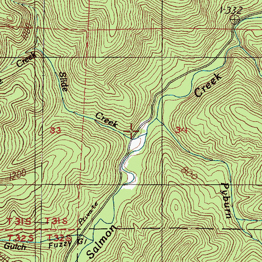 Topographic Map of Slide Creek, OR