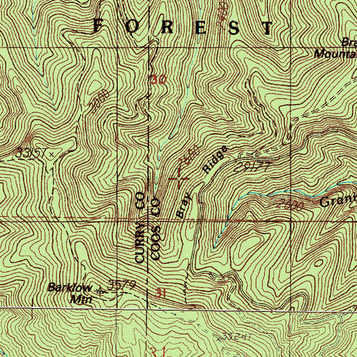 Topographic Map of Bray Ridge, OR