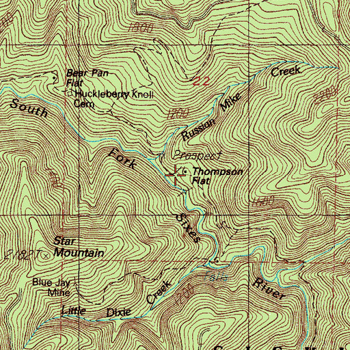 Topographic Map of Thompson Flat, OR