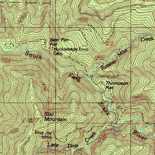 Topographic Map of Russian Mike Creek, OR