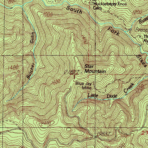Topographic Map of Star Mountain, OR