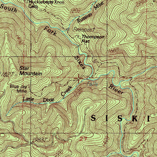 Topographic Map of Little Dixie Creek, OR