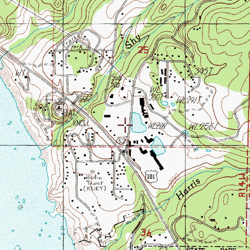 Topographic Map of Oregon Coast Log Pond, OR