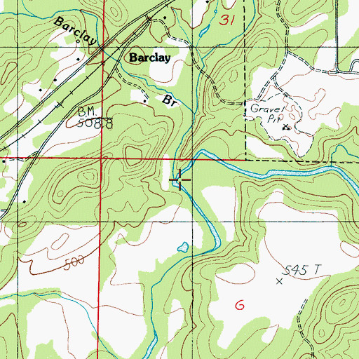 Topographic Map of Barclay Branch, AL