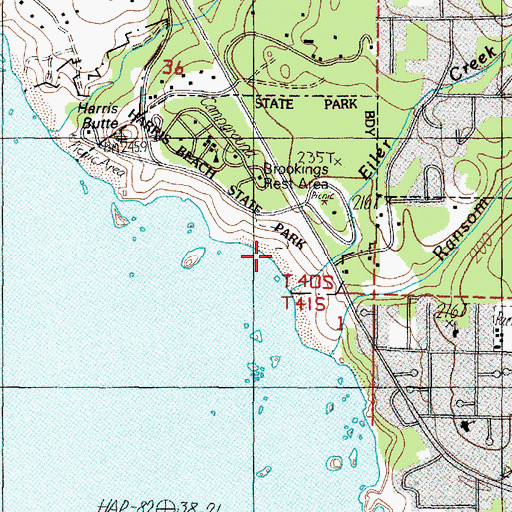 Topographic Map of Harris Beach, OR