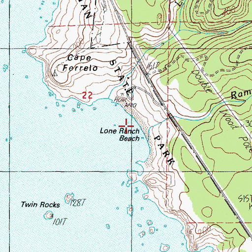 Topographic Map of Lone Ranch Beach, OR