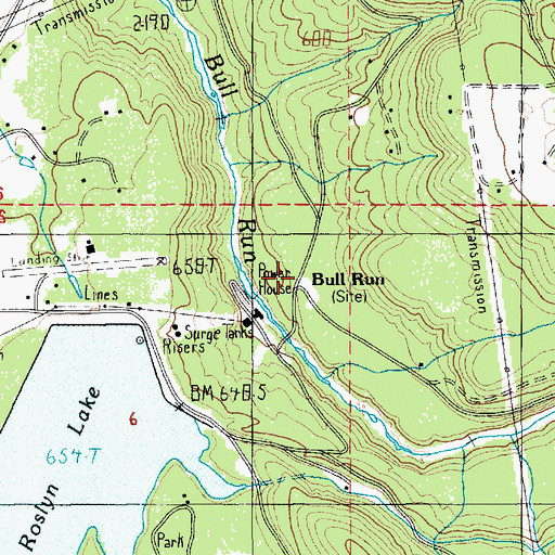 Topographic Map of Bull Run, OR