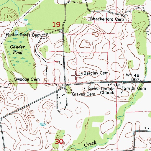 Topographic Map of Barclay Cemetery, AL