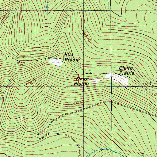 Topographic Map of Claire Prairie, OR