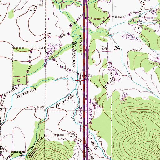 Topographic Map of Bare Field Branch, AL