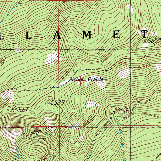 Topographic Map of Fisher Prairie, OR