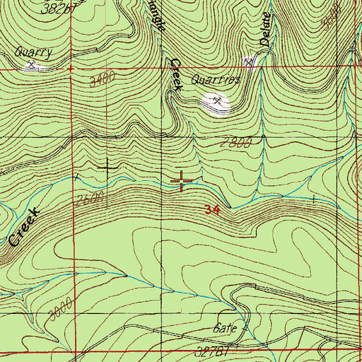 Topographic Map of Triangle Creek, OR