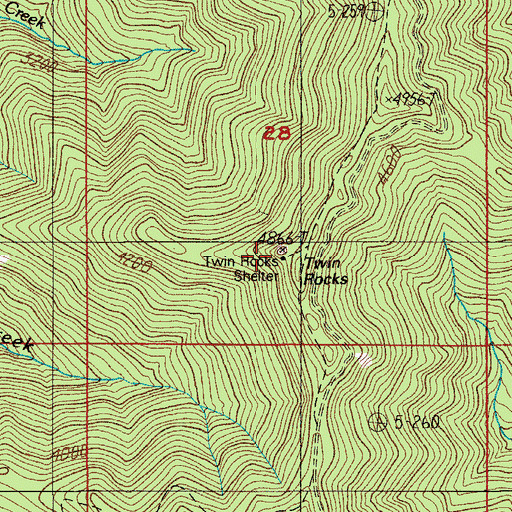 Topographic Map of Twin Rocks Shelter, OR