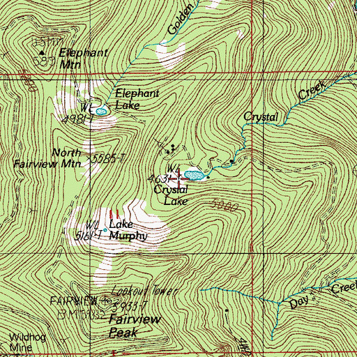 Topographic Map of Crystal Lake, OR