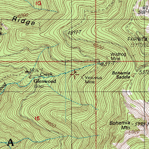 Topographic Map of Vesuvius Mine, OR